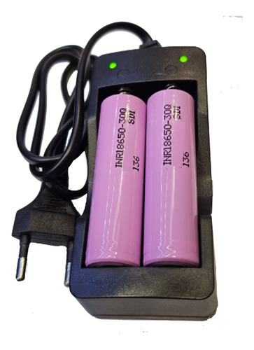 1 Carregador De Bateria 18650 + 2 Célula 18650 30q 3000mah