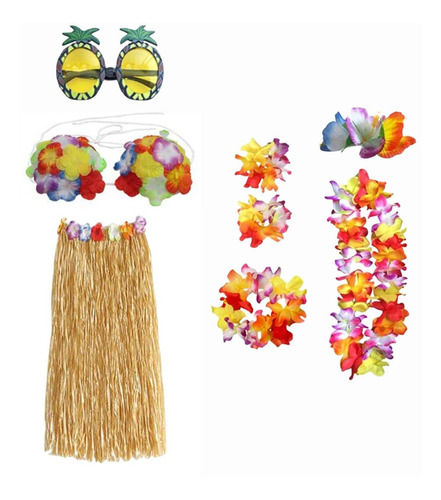 Conjunto De Traje De Falda Hawaiana Tropical Diadema