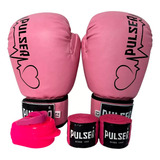 Luvas Pulser Rosa + Par Atadura 3m Rosa + Protetor Boca Rosa