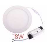 Pack 6 Foco Redondo Panel Led 18w Embutido  Luz Fría