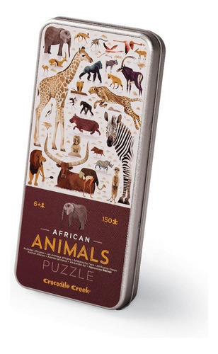 Rompecabezas Puzzle 150 Piezas Lata Crocodile Creek Motivo Animales De África