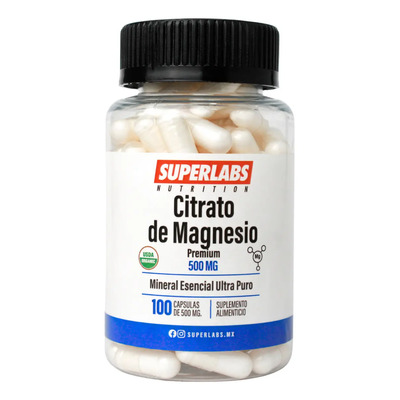 Superlabs Nutrition Citrato de Magnesio 500 mg - 100 Caps |Función muscular y nerviosa | Mineral Esencial Ultra Puro | Fórmula limpia sin aditivos | Suplemento alimenticio | MercadoLibre