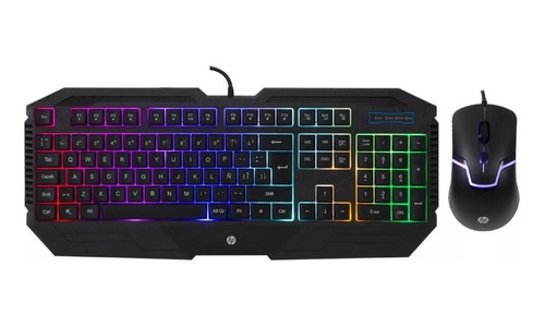 Teclado Y Mouse Gamer Hp Iluminado Gk1100 Negro