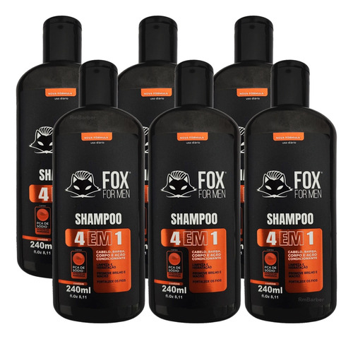 Shampoo Para Homem Atacado Fox For Men Profissional 6 Un