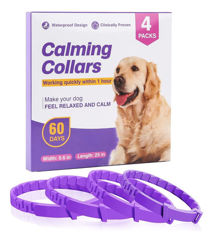 Collar Calmante Para Perros 4pzs Antiestrés Ajustable 63cm 