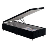 Cama Box Baú Solteiro Bordado Preto (88x35)anjos