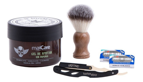 Kit Gel De Afeitar + Navajin Negro + Hisopo + 2 Repuestos