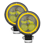 2 Faros 4 Leds Cob Luz Blanca Con Aro Ámbar Tunelight 12w