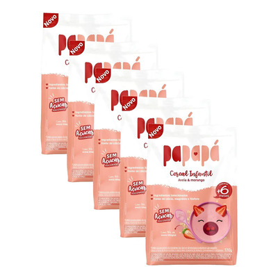 Kit 5 Cereal Infantil De Aveia E Morango 170g - Papapá | MercadoLivre
