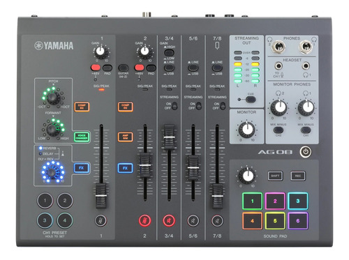 Consola De 8 Canales Con Interfaz Usb Yamaha Ag08 Black
