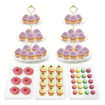 Juego De Soportes Para Magdalenas, Pasteles Y Postres, 5 Piezas Blanco