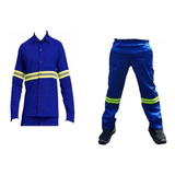 04 Conjunto Refletivo Azul Calca E Camisa Manga Longa