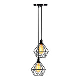 Lustre Luminária Pendente Aramado Diamante Duplo 2m Fl