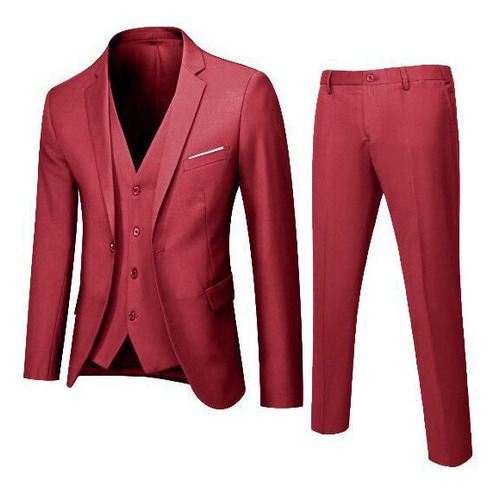 Blazer De Boda De Fiesta Slim-fit De Tres Piezas Para Hombre