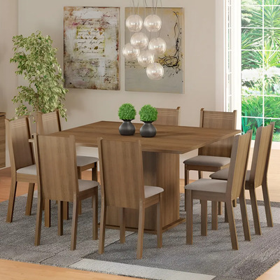 Juego Comedor Madesa Clarice Mesa Tapa Madera 8 Sillas Color Marrón\u002FBeige sintético | Meses sin interés
