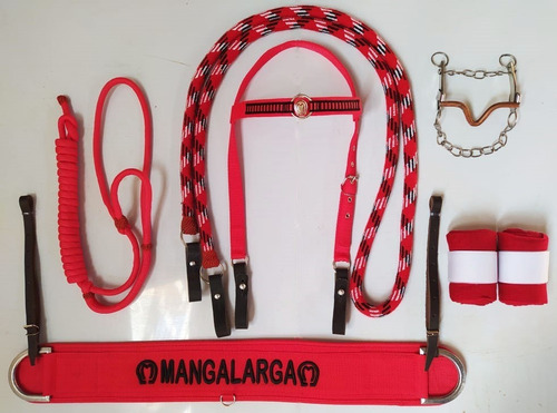 Kit Mangalarga Cabresto Peitoral Cabeçada Rédea Liga Freio