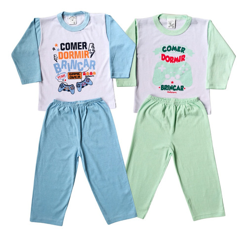 Kit C/ 2 Pijama Infantil Inverno Frio Menino Longo 201312-2