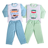 Kit C/ 2 Pijama Infantil Inverno Frio Menino Longo 201312-2