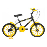 Bicicleta  Ultra Bikes Bike 16 Kids Masculina Freios V-brakes Cor Preto/amarelo Com Rodas De Treinamento