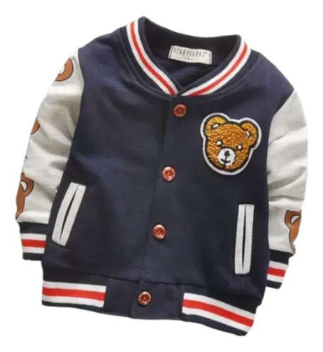 Casaco Jaqueta Raglan Baseball Urso Infantil Criança Bebê