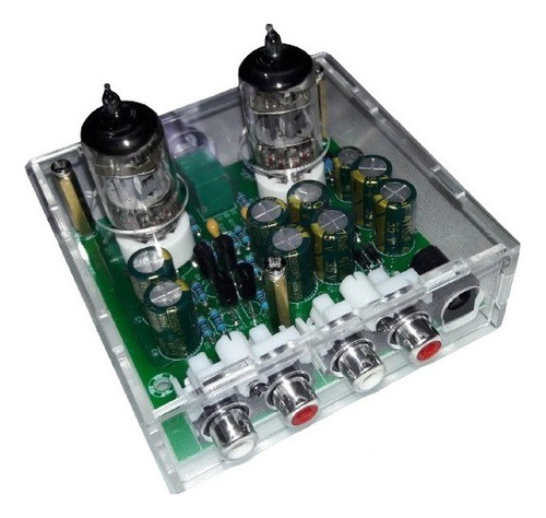 Pré Amplificador Valvulado 6j1 + Gabinete Acrílico +cabo Rca