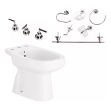 Juego Bidet Roca + Grifería Y Accesorios Aqualaf 6 Piezas