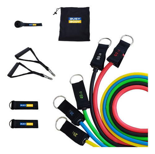 Kit De 5 Bandas De Resistencia Con Accesorios 9 A 27 Kg