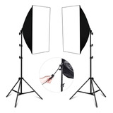 Kit Iluminação Luz Contínua 2x Softbox 50x70cm E Tripé Para 