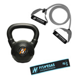 Kit Set Gym Pesa Rusa Kettlebell 5 Kg + Bandas Elasticas Sp