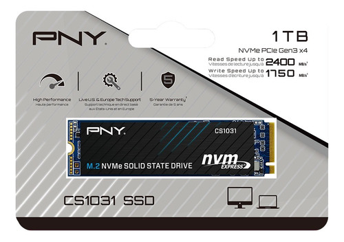 Disco Solido Pny Ssd Cs1031 1tb M.2 Nvme Pcie Gen3 X4