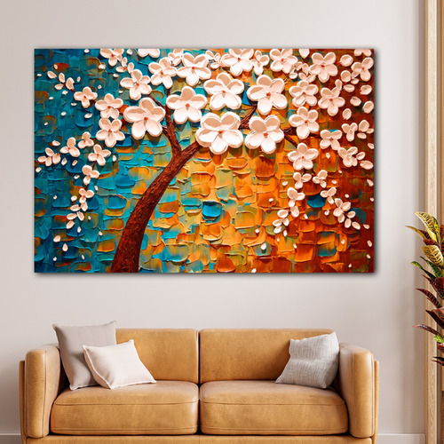 Cuadro Arbol Flores Canvas Artistico Sala Elegante 130x90 A3