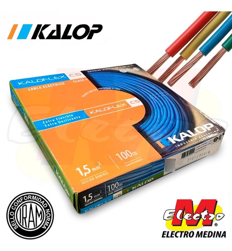 Cable Categoria 5 Con Sello Iram Kalop 1.5mm Unipolar Electro Medina