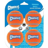 Brinquedo Para Cachorros Kit 4 Bolas De Tênis M Chuck It Cor Laranja