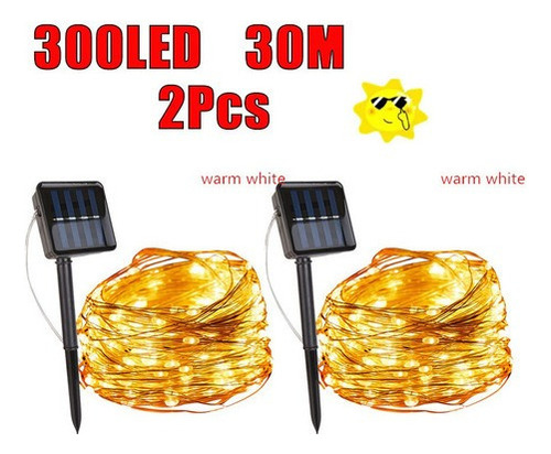 2 Guirnaldas De Luces Solares De 300 Led Para Decoración, 30