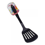 Espatula Calada Nylon Carol Negro Cocina Apto Teflon 32.5 Cm