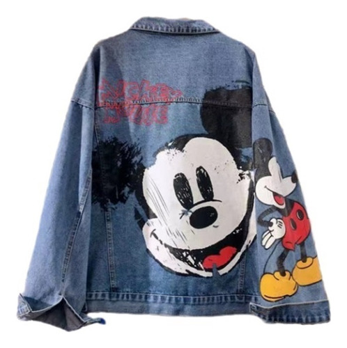 Mickey Mujer De Mezclilla Para Chamarra Mouse Negra