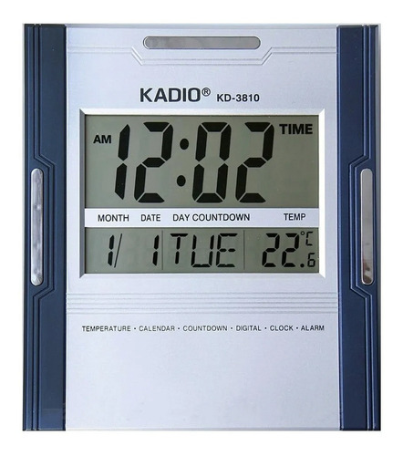 Reloj Pared Kadio Digital Kd3810 Hora Fecha Alarma Termometr