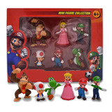 Super Mario Bros Donkey Luigi Colección 6 Figuras En Caja