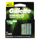 Gillette Mach 3 Sensitive Repuesto Con Aloe 2 Unidades