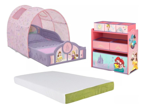 Cama Infantil Play Toldo Juguetero Y Colchon Disney Princess