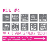 Kit #4  X 10 Stencils Frases Ingles 9x9cm  Noreste Ideas