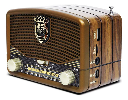 Parlante Bluetooth Diseño Vintage Retro Radio Am Fm Usb