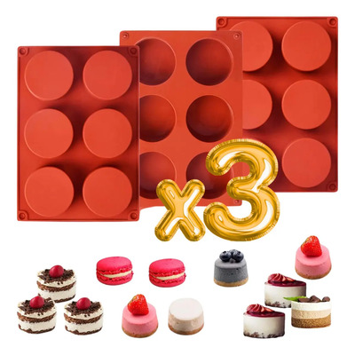 Molde Silicona 6 Espacios Galletas Jabón Pasta Resina 3pzs F Color Rojo | MercadoLibre