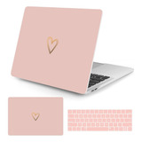 Funda Para Macbook Pro 13'' - Rosa Claro/corazon Dorado