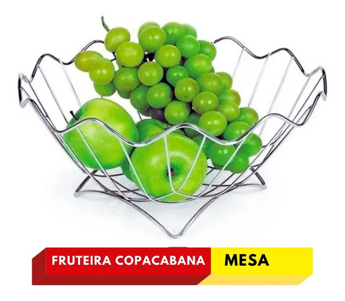 Fruteira De Mesa Copacabana Redonda Cromada Niquelart Cor Aço Cromada