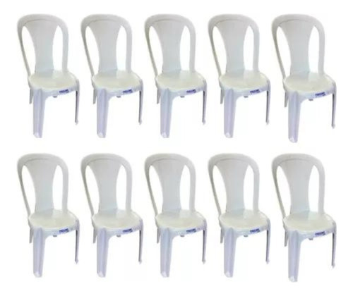 Kit 10 Cadeiras Plásticas Branca Bistrô Até 182kg Reforçada