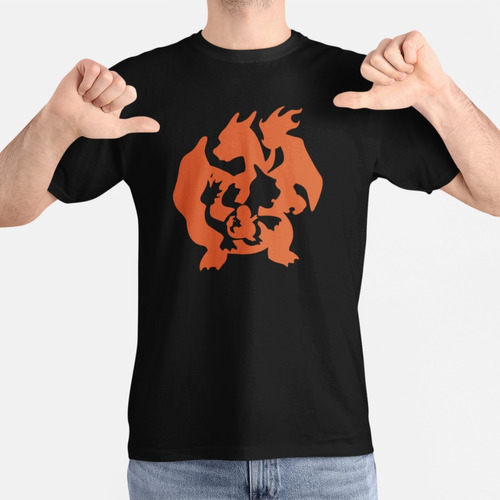 Playera Caballero Evolucion Charmander/charmeleon/carizard