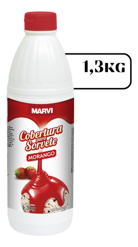 Cobertura Para Sorvete Doces Drinks Marvi 1,3kg Morango