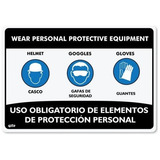 Señal Uso Elementos Protección Casco-gafas-guantes 35 X 24cm