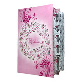Bíblia Sagrada Feminina Com Abas Para Colar Letra Gigante - Floral Pink